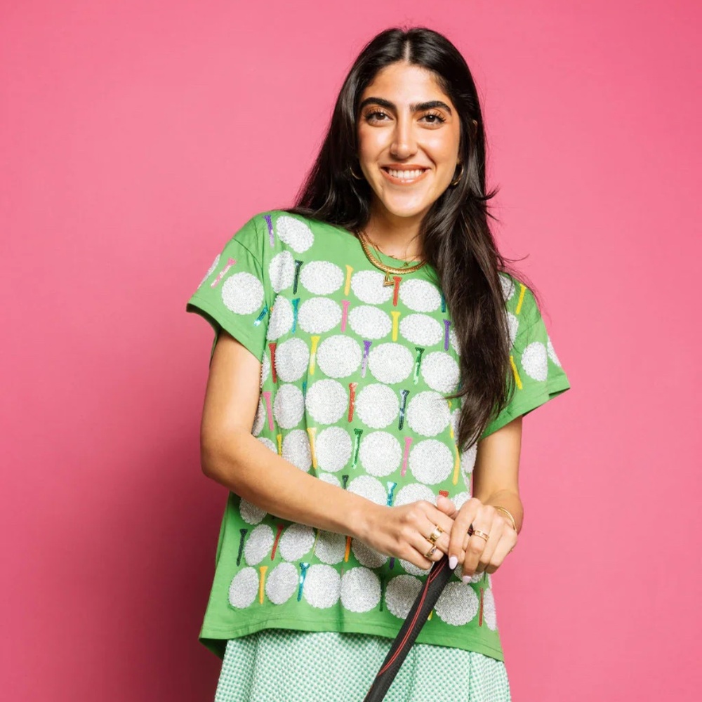 Queen of Sparkles Green Golf Ball and Golf Tee Shirt